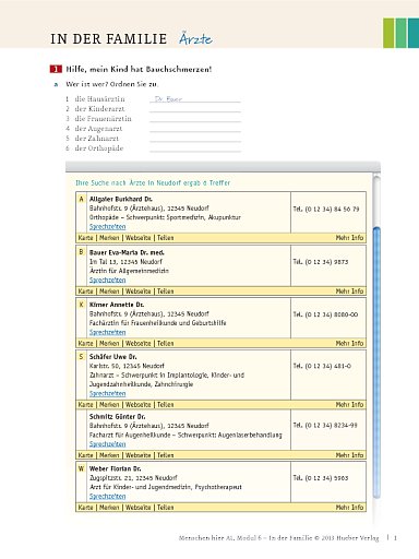 In der Familie: Ärzte – Arbeitsblatt (Modul 6)