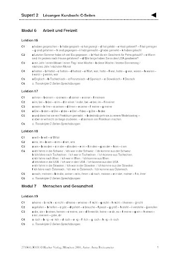 Super! 2 Kursbuch: Lösungen zu den C-Seiten