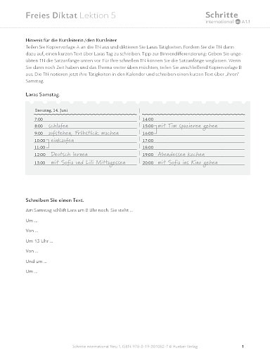Lektion 5, Freies Diktat