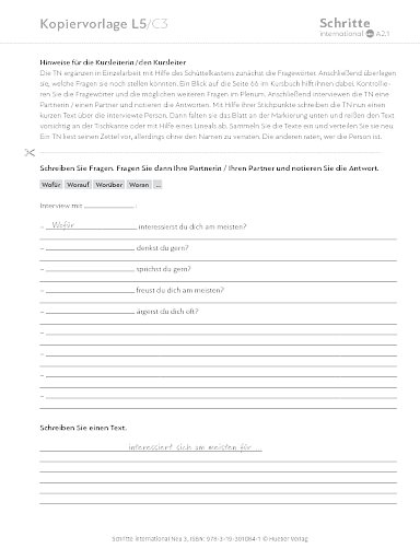 Kopiervorlage, Lektion 5, C3