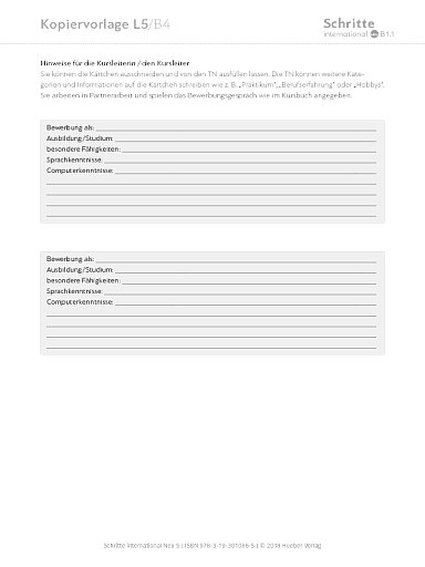 Kopiervorlage, Lektion 5, B4