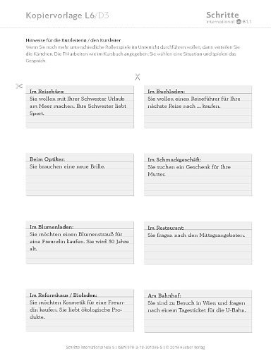 Kopiervorlage, Lektion 6, D3
