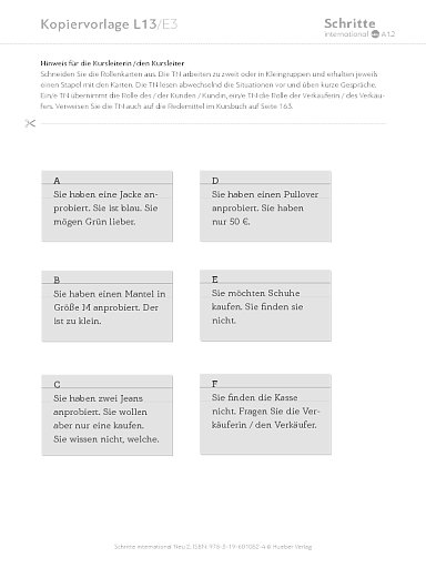 Kopiervorlage, Lektion 13, E3