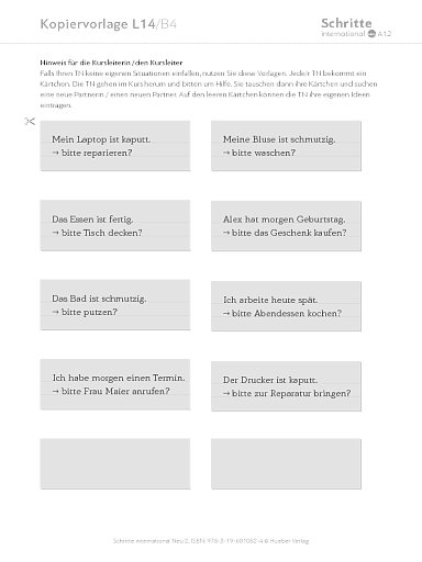 Kopiervorlage, lektion 14, B4