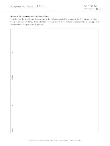 Kopiervorlage, Lektion 14, D5