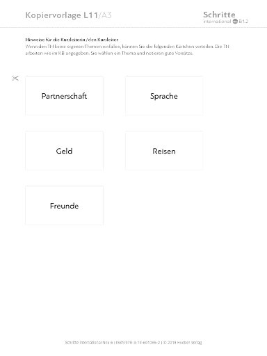 Kopiervorlage, Lektion 11, A3