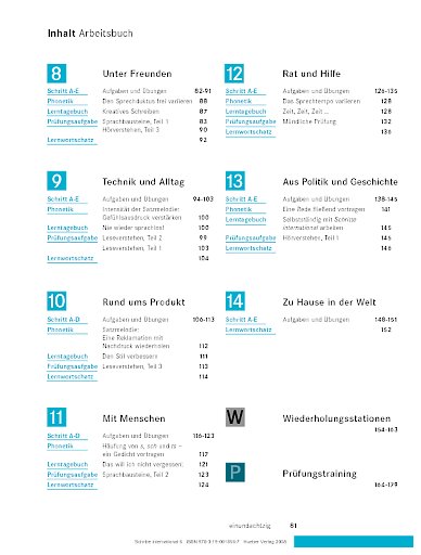 Inhaltsverzeichnis Arbeitsbuch