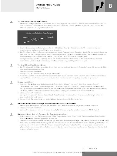 Kursbuch, Lektion 8
