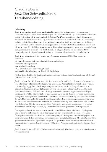 Jaså!  Der Schwedischkurs – Lärarhandledning