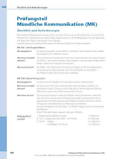 Prüfungsteil Mündliche Kommunikation (MK)