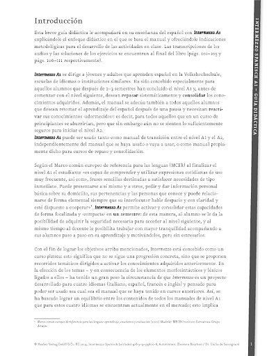 Leitfaden Intermezzo Spanisch A1