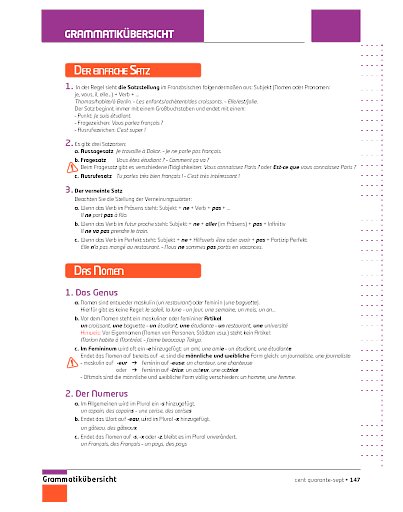 Kursbuch - Grammatikübersicht