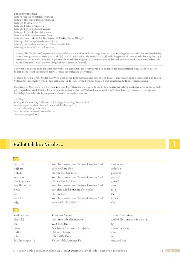 Glossar Deutsch - Slowakisch, Lektion 01