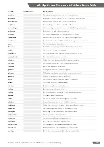 Lernliste 09 – zu-Infinitiv