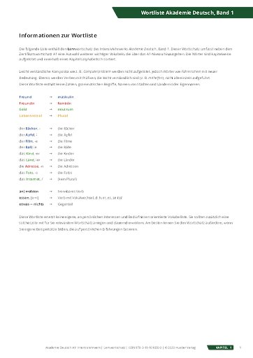 Wortliste Band 1
