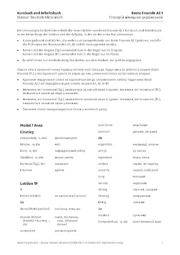 Beste Freunde nemecko-ukrajinský slovník A2/1
