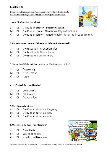 Besuch aus Planetanien – Leseblatt 12