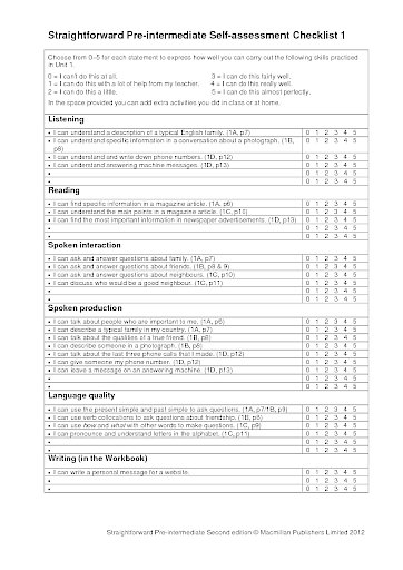 CEF Checklists Pre-Intermediate