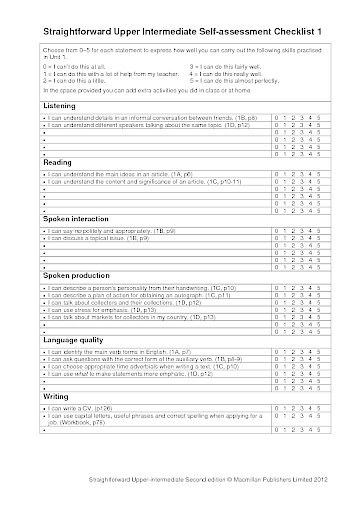 CEF Checklists Upper-Intermediate