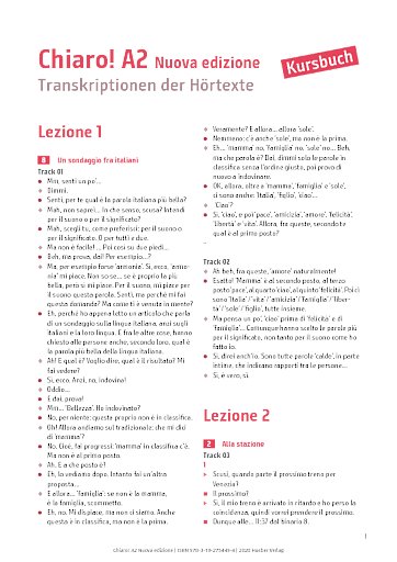 Transkriptionen der Hörtexte – Kurs- und Arbeitsbuch