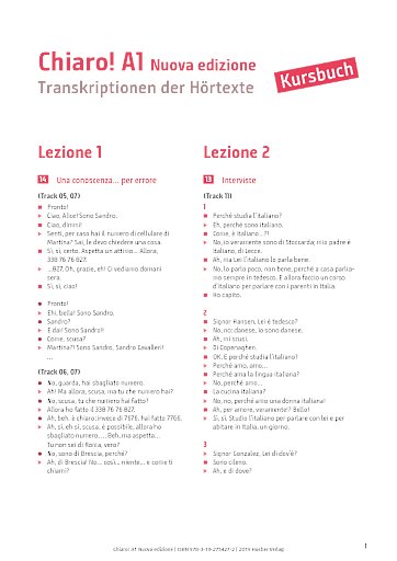 Transkriptionen der Hörtexte – Kursbuch