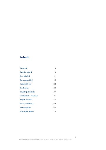Inhaltsverzeichnis und Übungsbeispiele