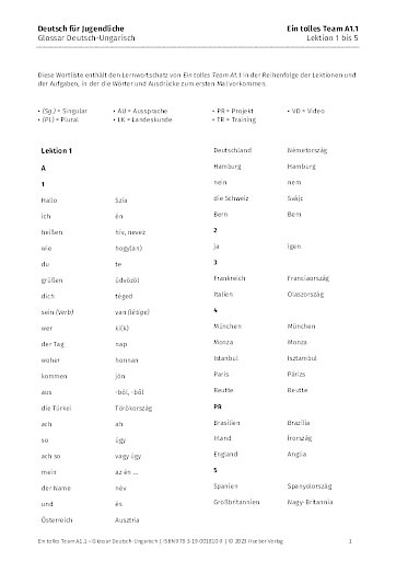 Glossar Deutsch-Ungarisch