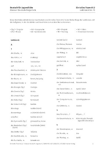 Glossar Deutsch-Ungarisch