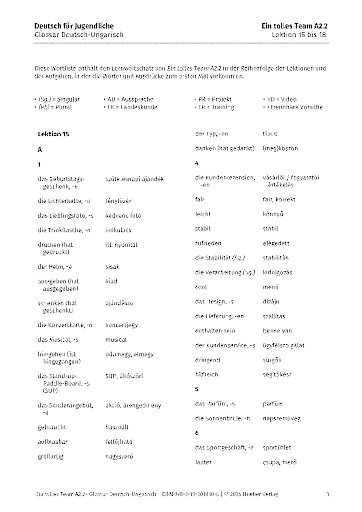 Glossar Deutsch-Ungarisch