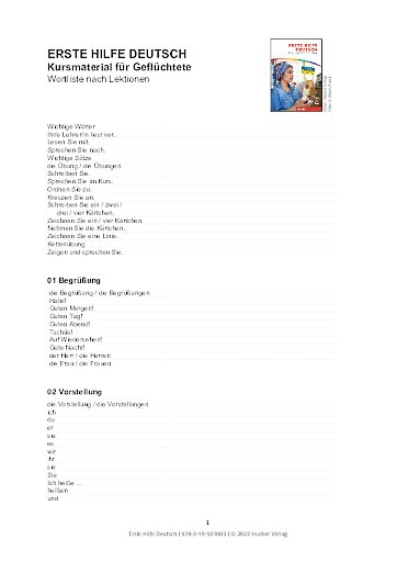 Lektionswortschatz zum Eintragen der eigenen Sprachversion