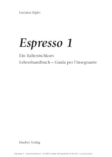 Lehrerhandbuch, Espresso 1