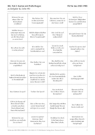 Karten mit Prüferfragen