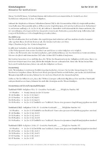 Einstufungstest A1 bis B1 - Hinweise