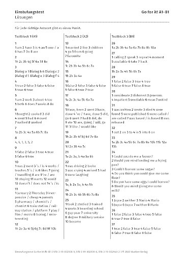 Einstufungstest A1 bis B1 - Lösungen
