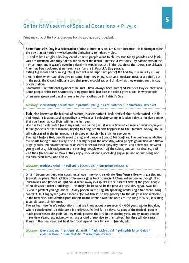 Lektion 5, Seite 75: Museum of Special Occasions