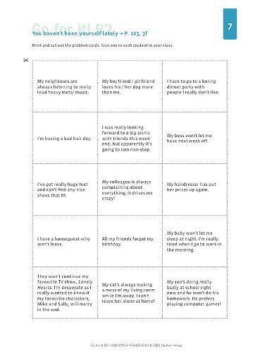 Lektion 7, Seite 103: Problem cards