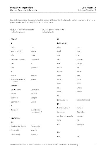 Glossar Deutsch-Italienisch