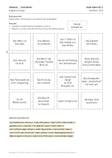 Kopiervorlage: Obwohl ... Trotzdem!