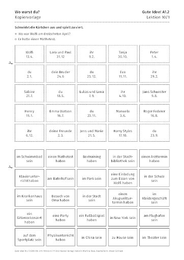 Kopiervorlage: Wo warst du?