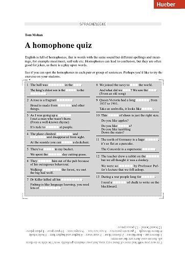 A homophone quiz