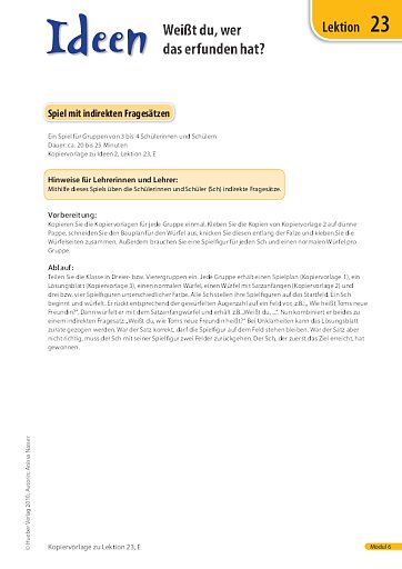 Spiel mit indirekten Fragesätzen 