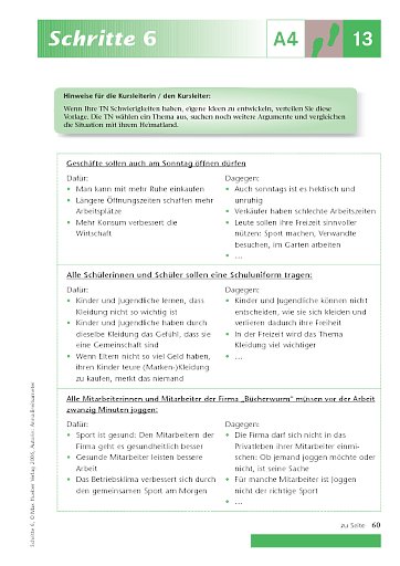 Kopiervorlage zu Lektion 13, A4