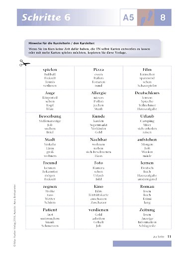 Kopiervorlage zu Lektion 8, A5