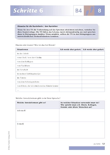 Kopiervorlage zu Lektion 8, B4