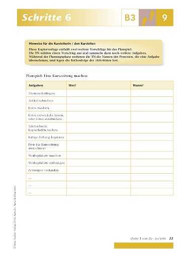 Kopiervorlage zu Lektion 9, B3