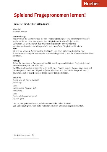 Spielend Fragepronomen lernen (2)