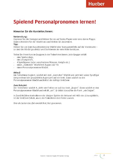 Spielend Personalpronomen lernen