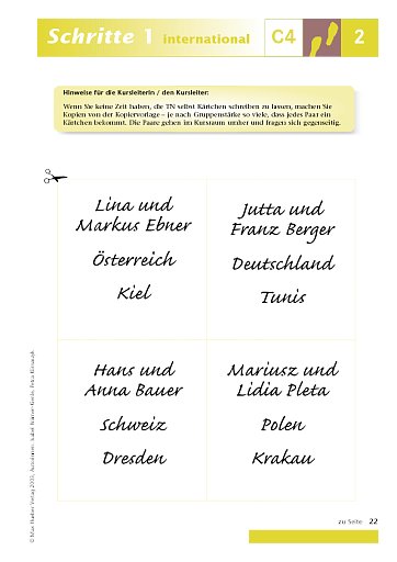 Kopiervorlage zu Lektion 2, C4