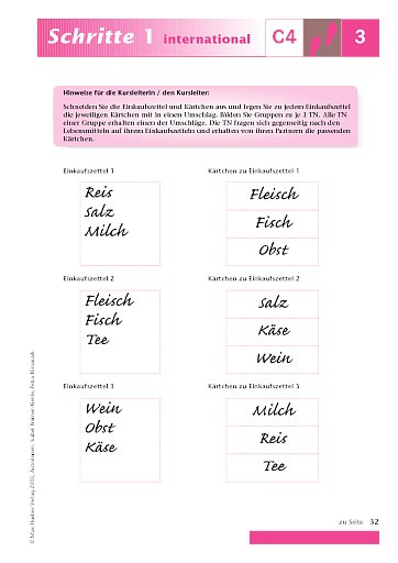 Kopiervorlage zu Lektion 3, C4