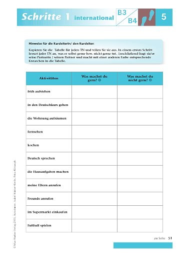 Kopiervorlage zu Lektion 5, B3-B4